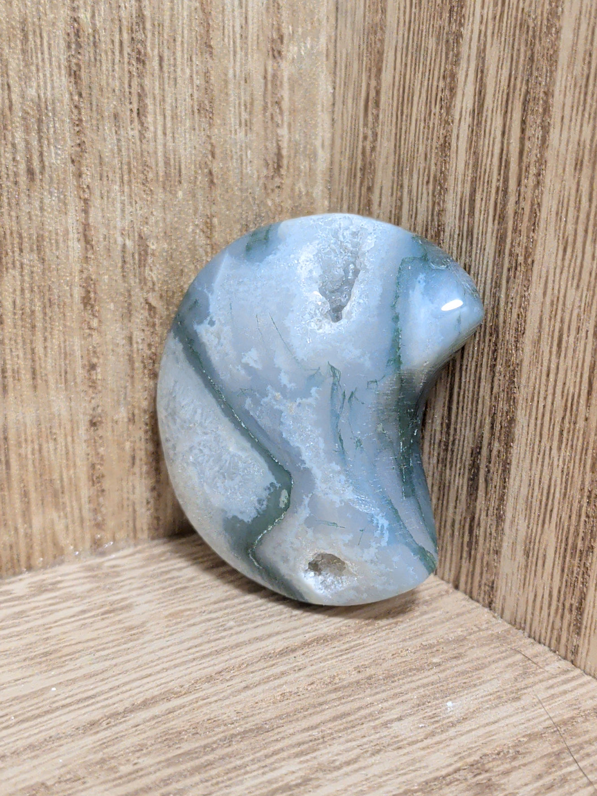 Moss Agate Druzy Moon